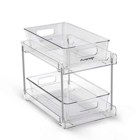 ClearView 2-tier slide-out storage organizer, in use
