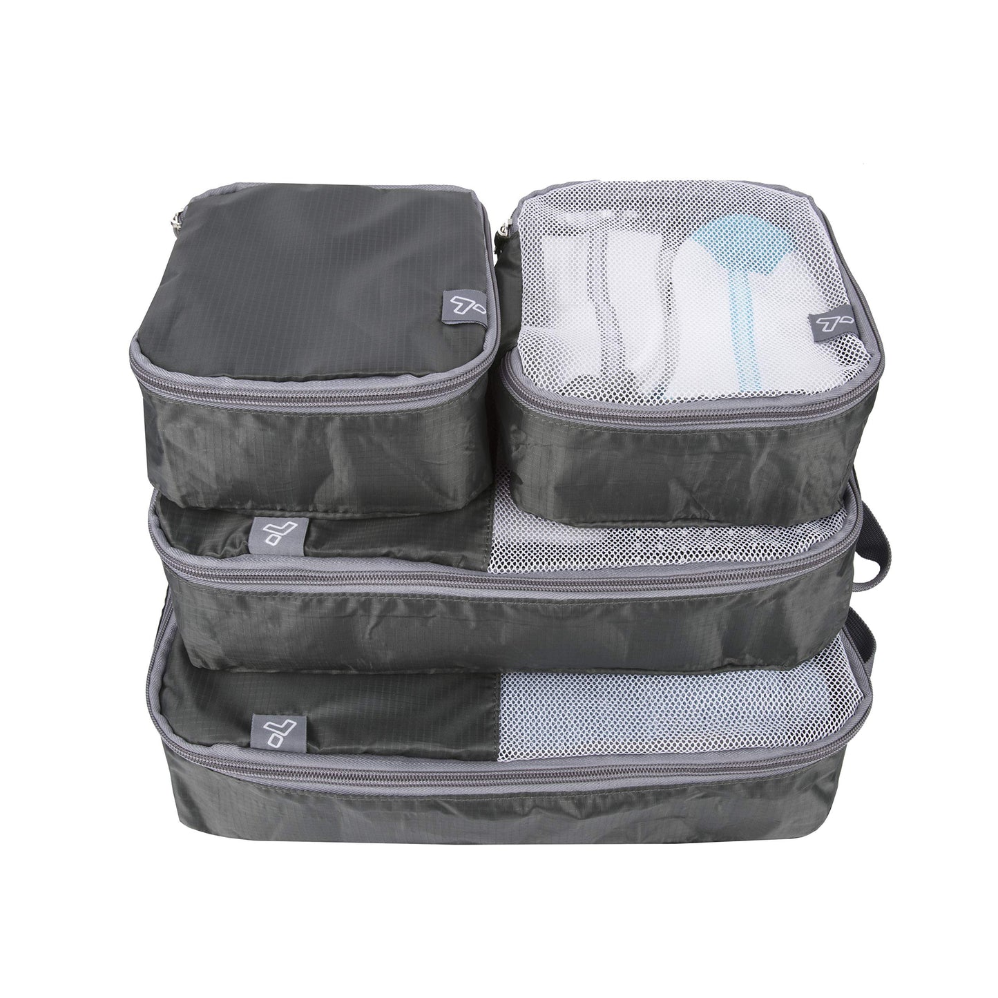 Set of 4 charcoal soft packing cubes for suitcase organization